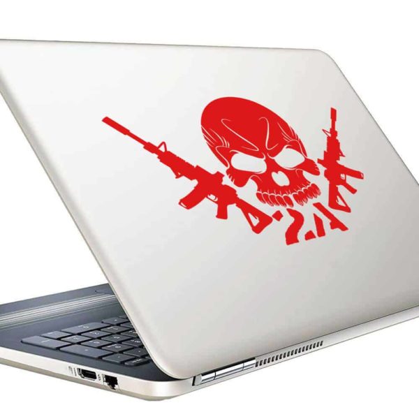 Second Amendment Skull Machine Guns 2 Vinyl Laptop Macbook Decal Sticker