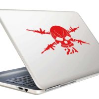 Second Amendment Skull Machine Guns Vinyl Laptop Macbook Decal Sticker