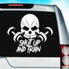 Shut Up And Train Skull Dumbbells_1 Vinyl Car Window Decal Sticker