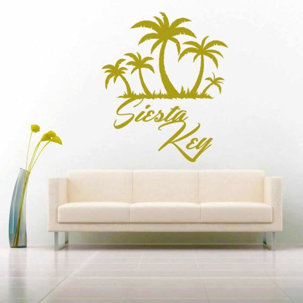 Siesta Key Florida Palm Tree Island Vinyl Wall Decal Sticker