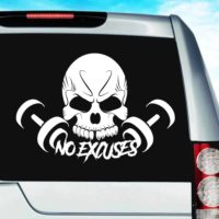 Skull Dumbbell No Excuses_1 Vinyl Car Window Decal Sticker