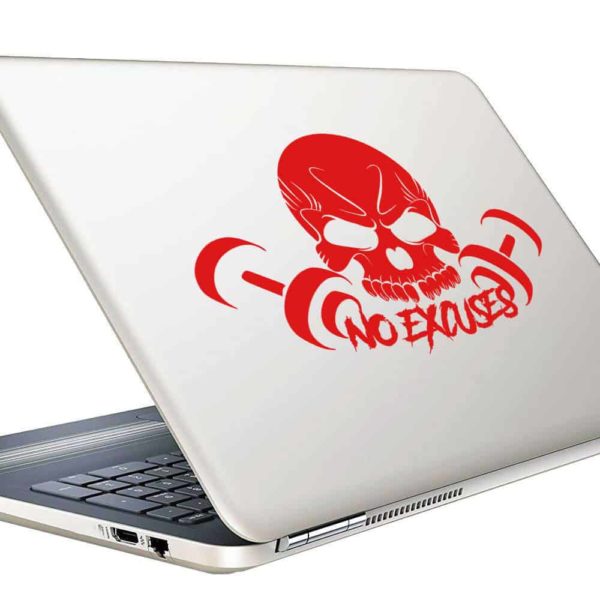 Skull Dumbbell No Excuses_1 Vinyl Laptop Macbook Decal Sticker