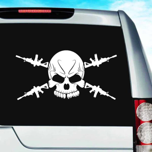 Skull Machine Guns Vinyl Car Window Decal Sticker