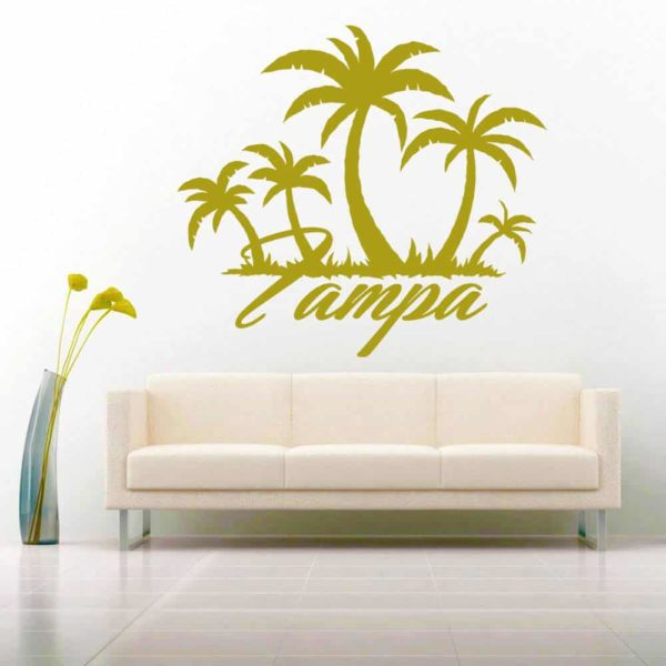 Tampa Florida Palm Tree Island Vinyl Wall Decal Sticker