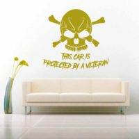This Car Is Protected By A Veteran Skull Vinyl Wall Decal Sticker