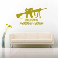 This Truck Is Protected By A Veteran Machine Gun Vinyl Wall Decal Sticker