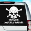 This Truck Is Protected By A Veteran Skull Vinyl Car Window Decal Sticker