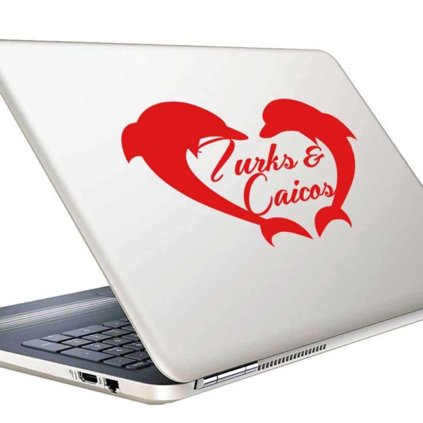 Turks And Caicos Dolphin Heart_1 Vinyl Laptop Macbook Decal Sticker