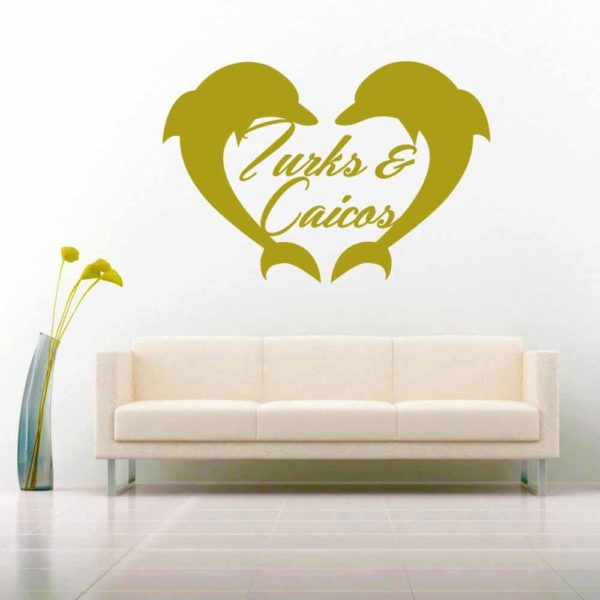 Turks And Caicos Dolphin Heart_1 Vinyl Wall Decal Sticker
