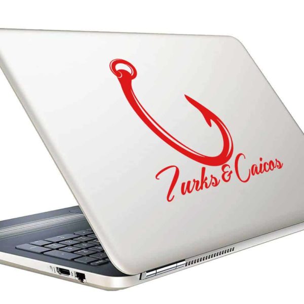 Turks And Caicos Fishing Hook Vinyl Laptop Macbook Decal Sticker