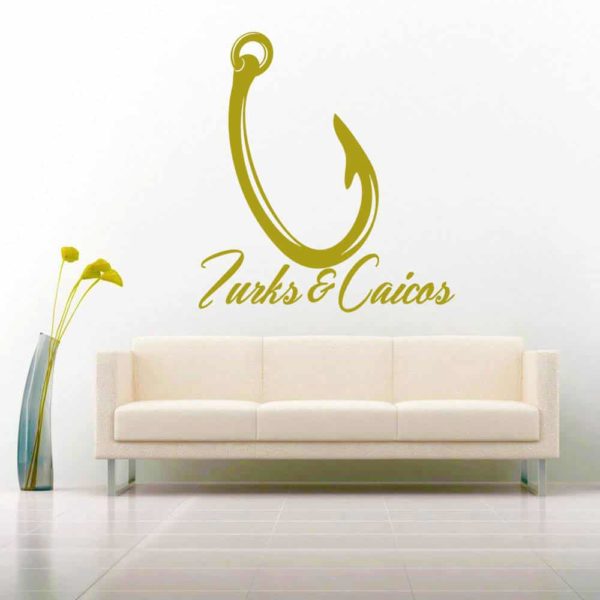 Turks And Caicos Fishing Hook Vinyl Wall Decal Sticker
