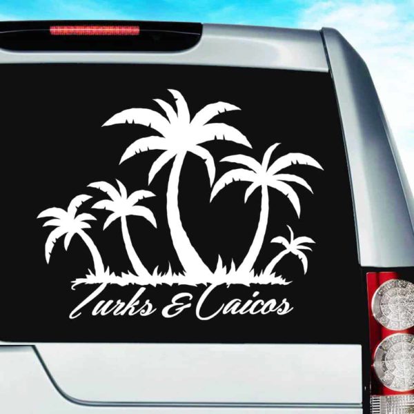 Turks And Caicos Palm Tree Island Vinyl Car Window Decal Sticker
