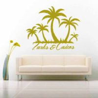 Turks And Caicos Palm Tree Island Vinyl Wall Decal Sticker