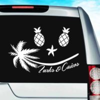 Turks And Caicos Tropical Smiley Face Vinyl Car Window Decal Sticker