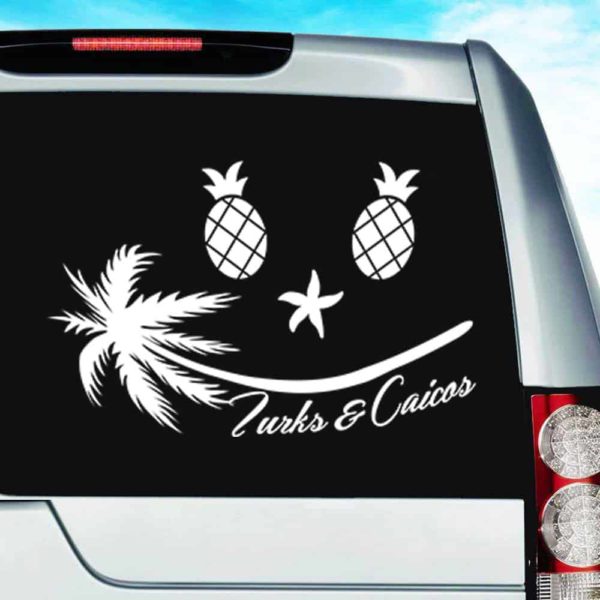 Turks And Caicos Tropical Smiley Face Vinyl Car Window Decal Sticker