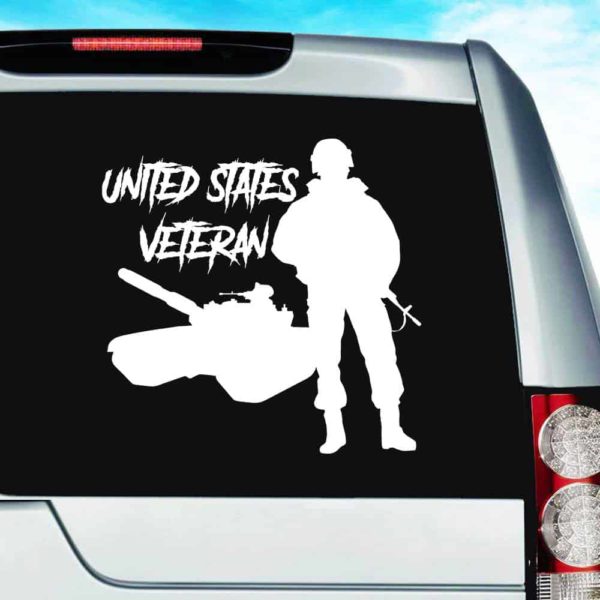 United States Veteran Soldier Tank Vinyl Car Window Decal Sticker