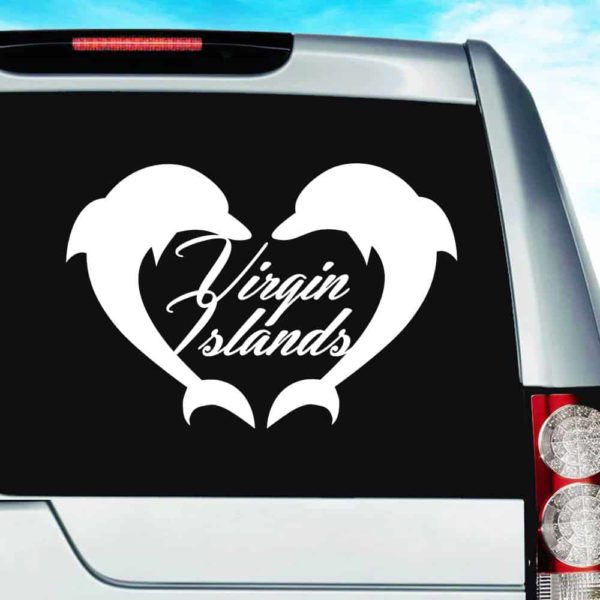 Virgin Islands Dolphin Heart_1 Vinyl Car Window Decal Sticker