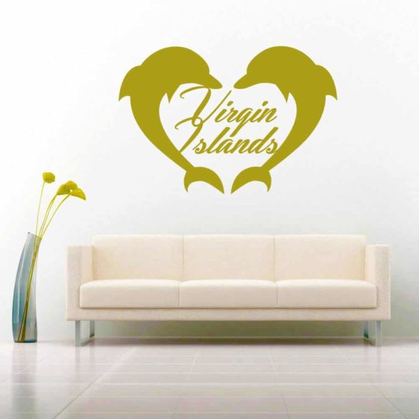 Virgin Islands Dolphin Heart_1 Vinyl Wall Decal Sticker