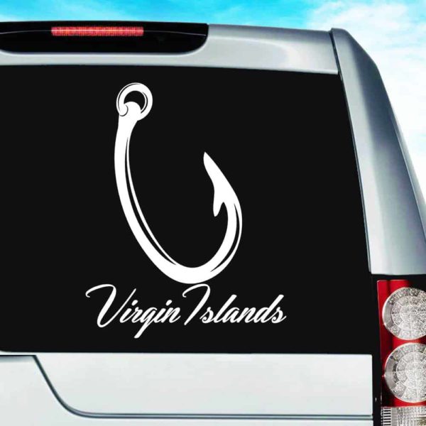 Virgin Islands Fishing Hook Vinyl Car Window Decal Sticker
