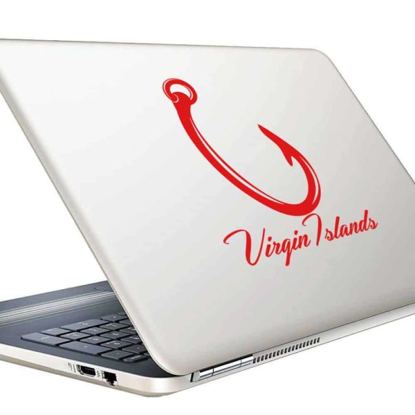 Virgin Islands Fishing Hook Vinyl Laptop Macbook Decal Sticker