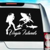 Virgin Islands Scuba Diver With Sharks Vinyl Car Window Decal Sticker