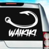 Waikiki Hawaii Fish Hook Ag Vinyl Car Window Decal Sticker