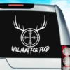 Will Hunt For Food Rifle Scope Antlers_1 Vinyl Car Window Decal Sticker