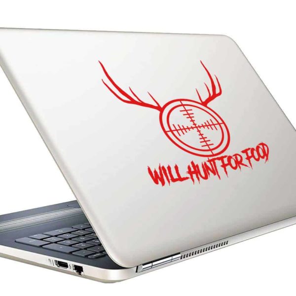 Will Hunt For Food Rifle Scope Antlers_1 Vinyl Laptop Macbook Decal Sticker