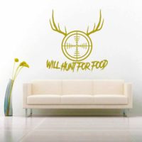 Will Hunt For Food Rifle Scope Antlers_1 Vinyl Wall Decal Sticker